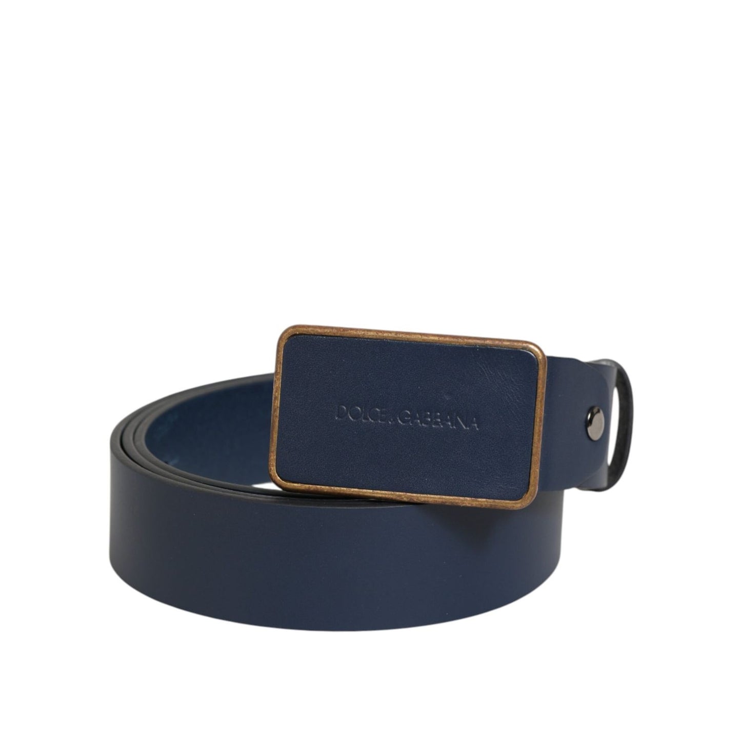 Dolce & Gabbana Blue Leather Classic Metal Logo Buckle Belt Dolce & Gabbana