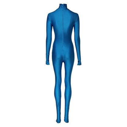 Dolce & Gabbana Blue Nylon Turtleneck Bodycon Jumpsuit Dress