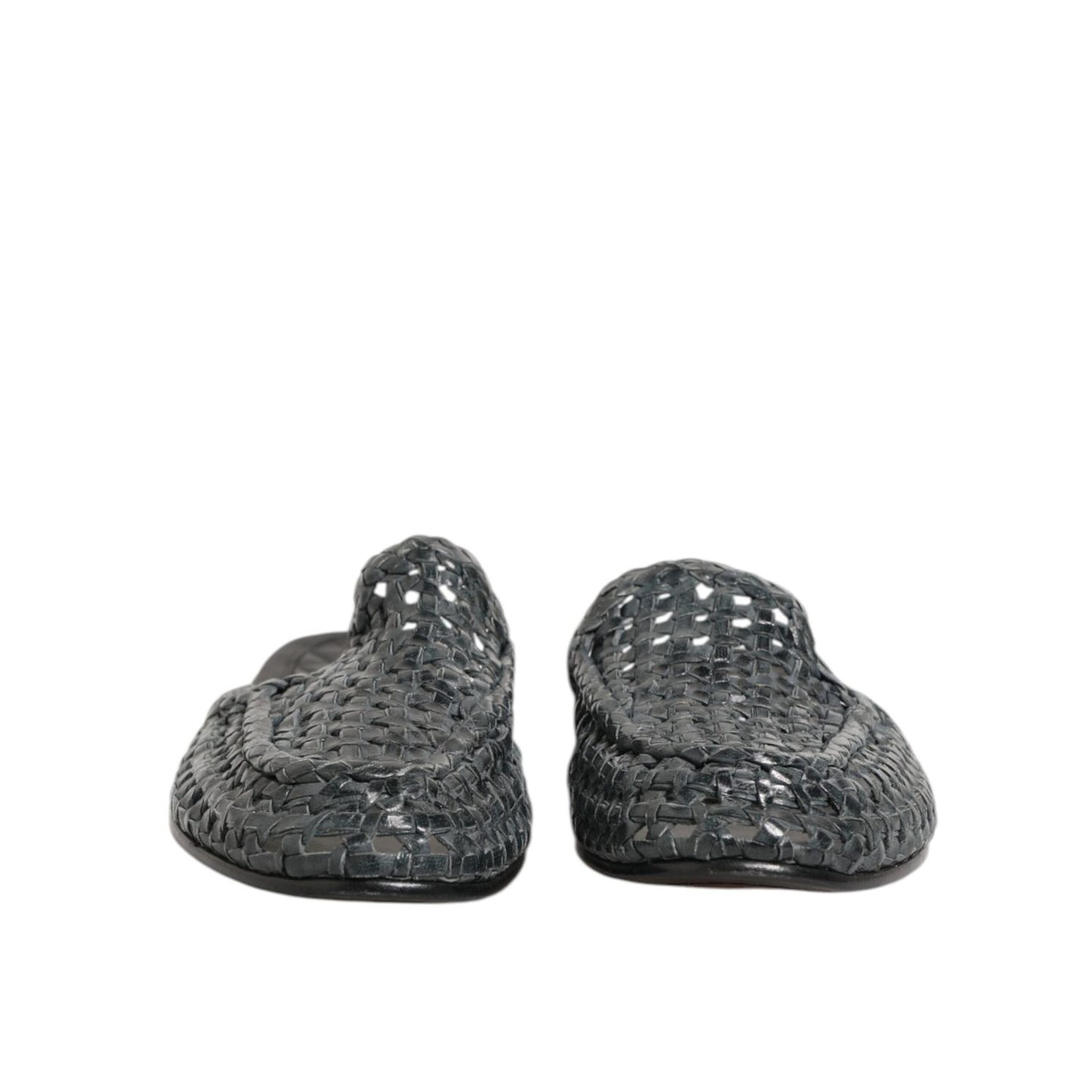 Dolce & Gabbana Blue Woven Slides MULES Men Sandals Shoes Dolce & Gabbana