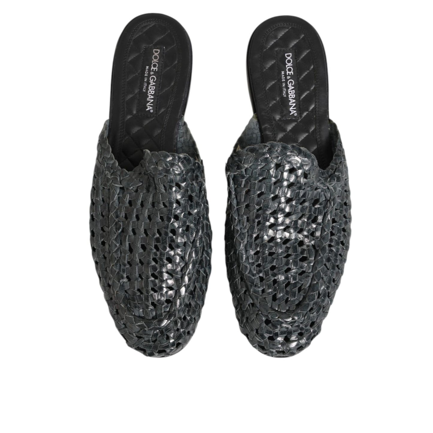 Dolce & Gabbana Blue Woven Slides MULES Men Sandals Shoes Dolce & Gabbana