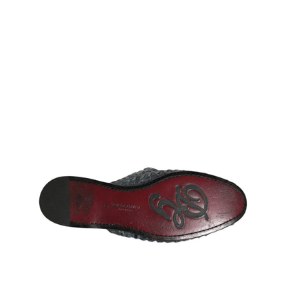 Dolce & Gabbana Blue Woven Slides MULES Men Sandals Shoes Dolce & Gabbana