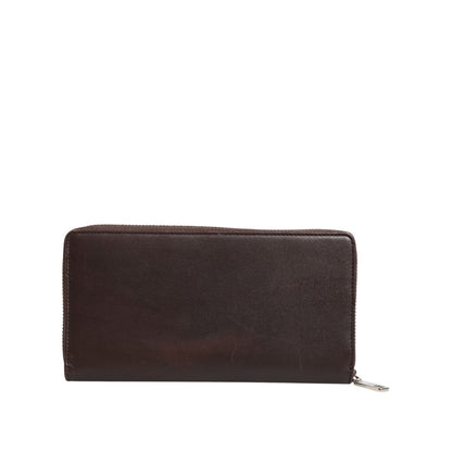 Dolce & Gabbana Brown Calfskin Leather Logo Zip Around Continental Wallet