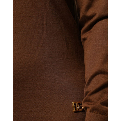 Dolce & Gabbana Brown Cashmere Turtle Neck Pullover Sweater