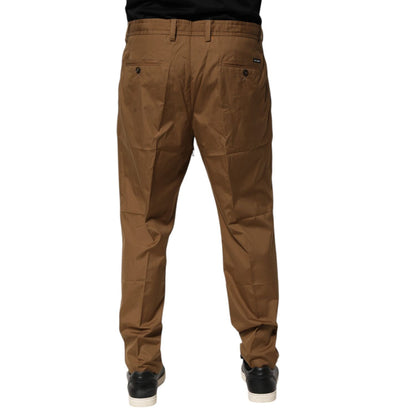 Dolce & Gabbana Brown Cotton Chino Mid Waist Men Jogger Pants