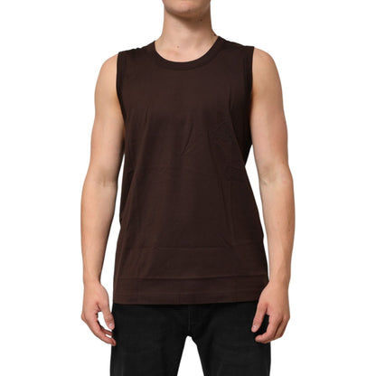 Dolce & Gabbana Brown Cotton Sleeveless Underwear Men Tank Top