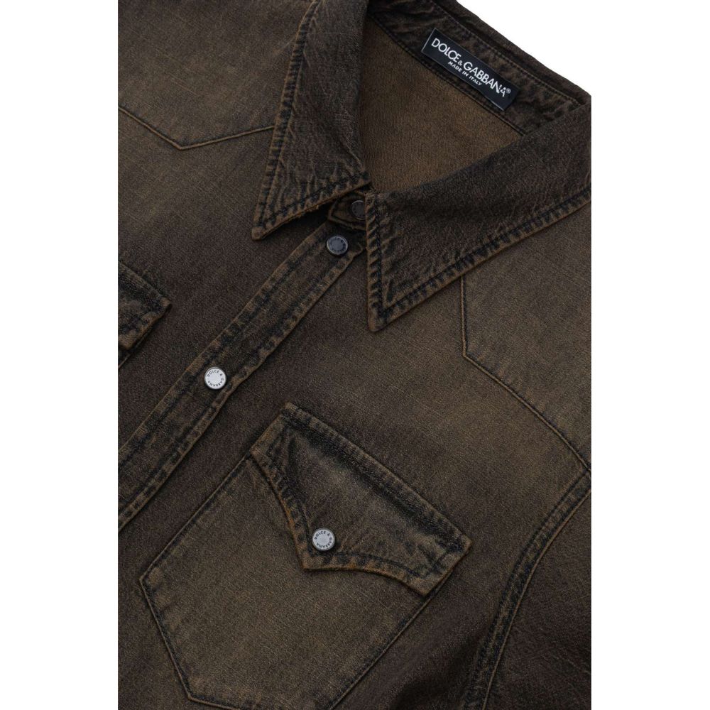 Dolce & Gabbana Brown Denim Shirt