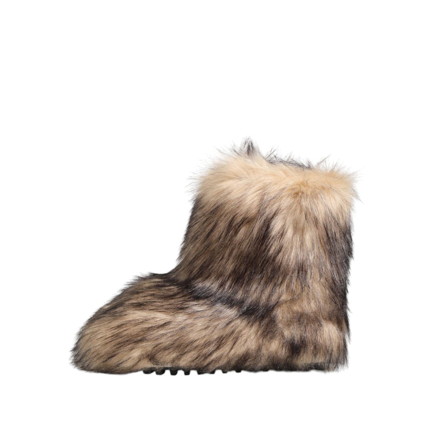 Dolce & Gabbana Brown Faux Skim Ski Fur Men Short Boots Shoes