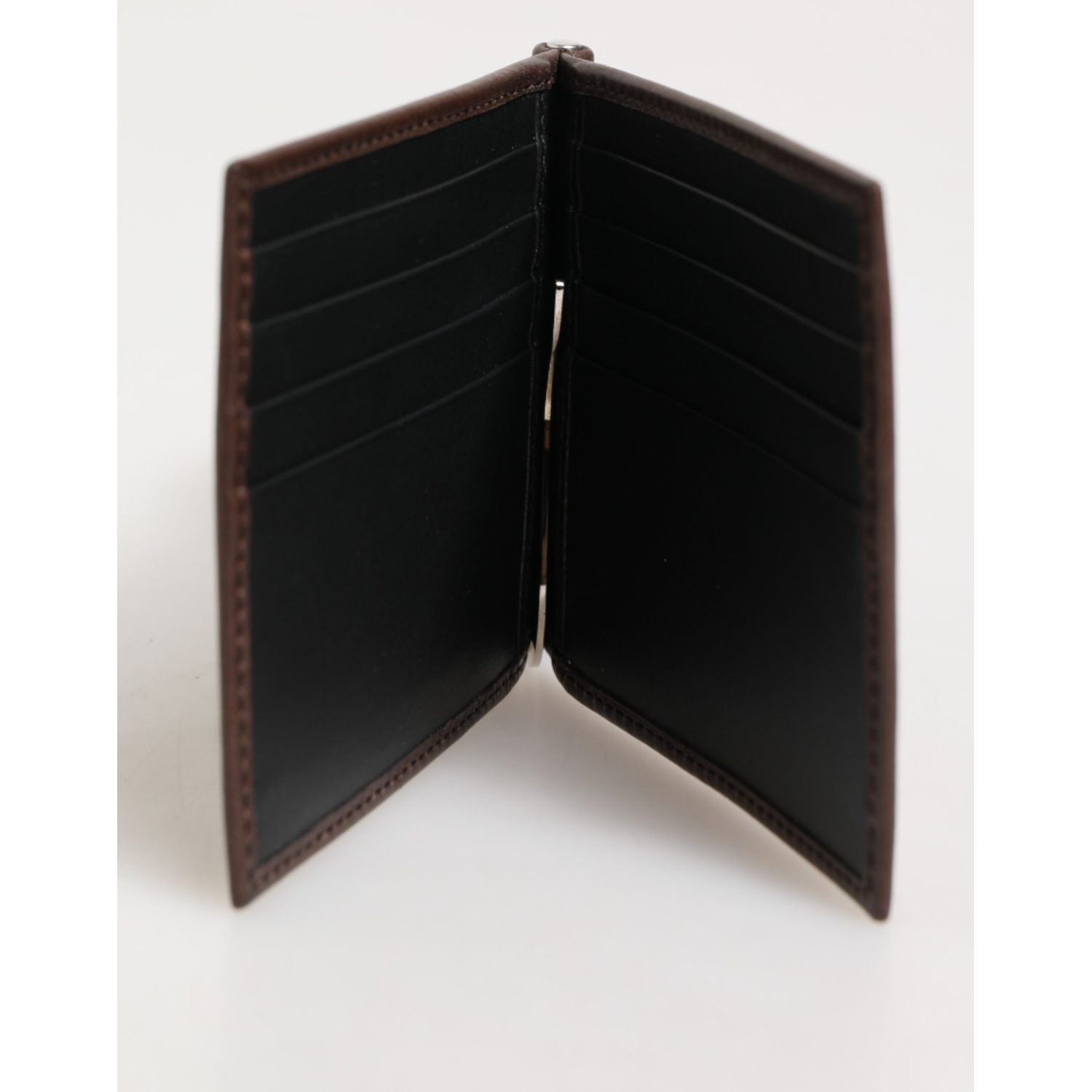 Dolce & Gabbana Brown Leather DG Logo Engrave Bifold Card Holder Wallet