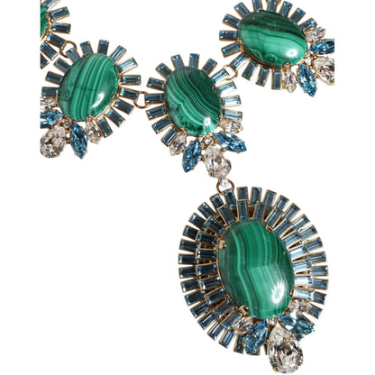 Dolce & Gabbana Gold Brass Pietre Oval Crystal Embellished Necklace