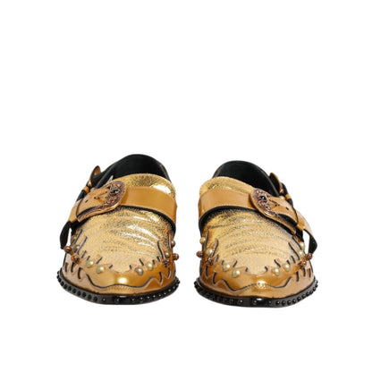 Dolce & Gabbana Gold Leather MONK STRAP Dress Formal Shoes