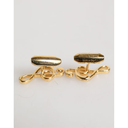 Dolce & Gabbana Gold Musical Note Metal Brass Pin Men Accessory Cufflinks