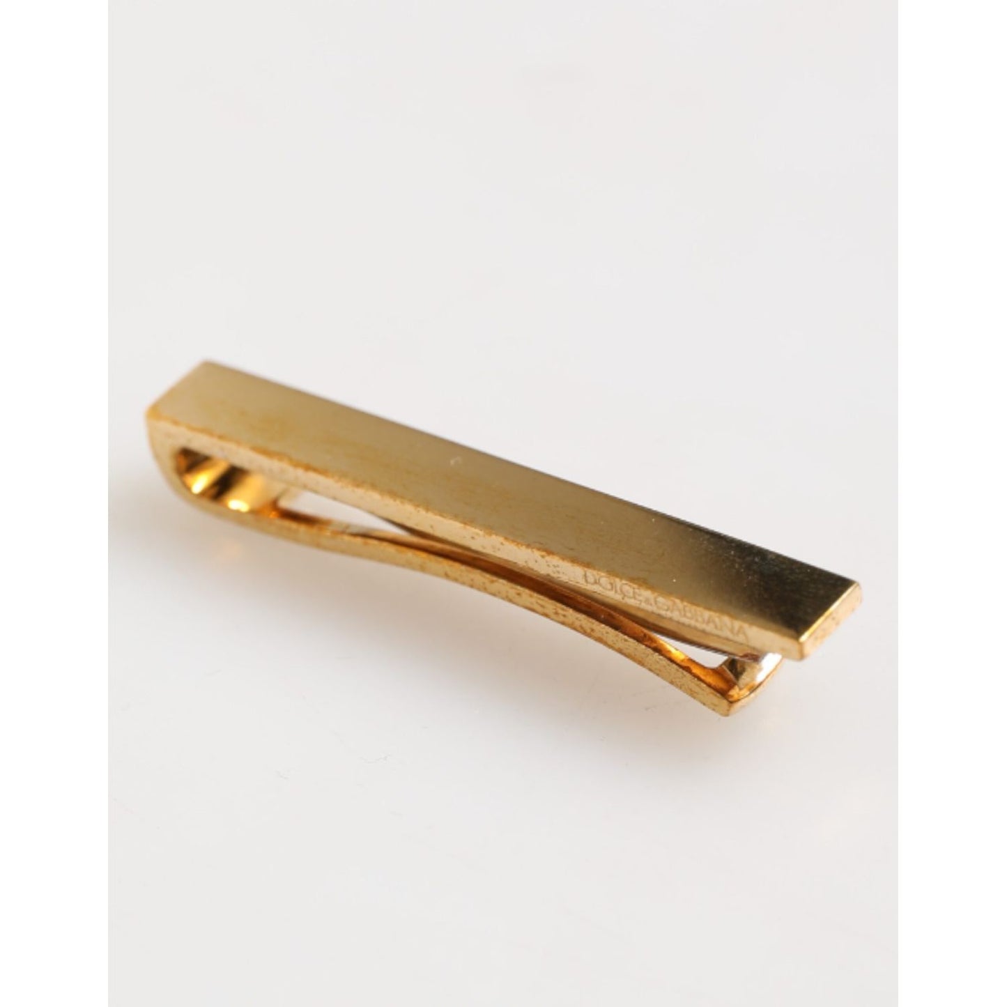 Dolce & Gabbana Gold Tone Brass Logo Branded Men Accessory Tie Clip Bar