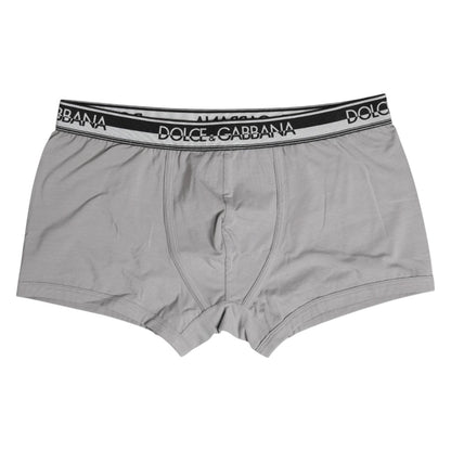 Dolce & Gabbana Gray Cotton Stretch Regular Boxer Underwear