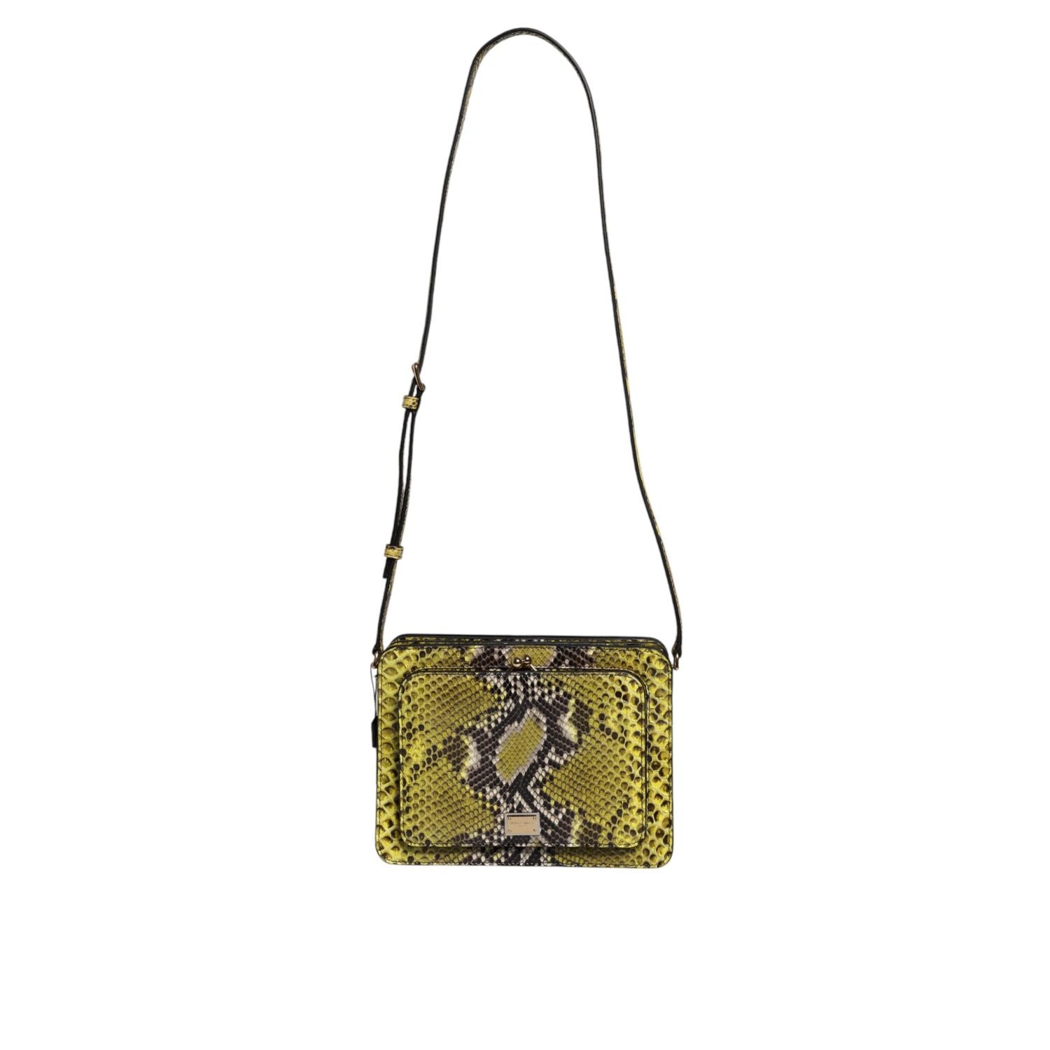 Dolce & Gabbana Green Exotic Leather DG Plaque Crossbody Clutch Bag
