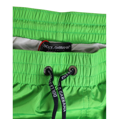 Dolce & Gabbana Green Nylon Drawstring Men Shorts Swimwear