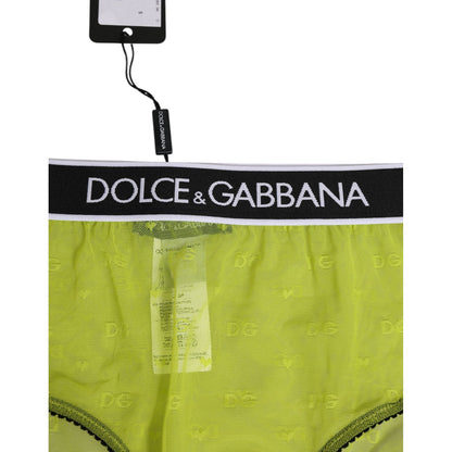 Dolce & Gabbana Green Nylon Logo Waistband Brief Panty Underwear
