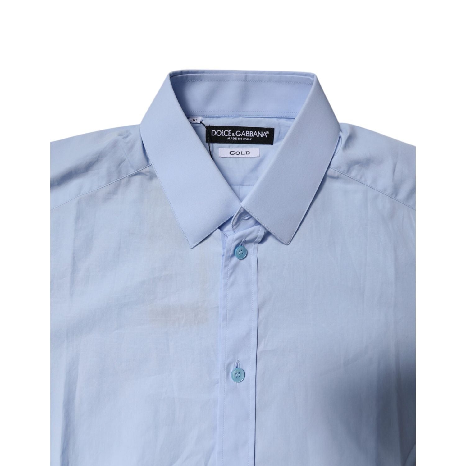 Dolce & Gabbana Light Blue Cotton GOLD Dress Formal Shirt