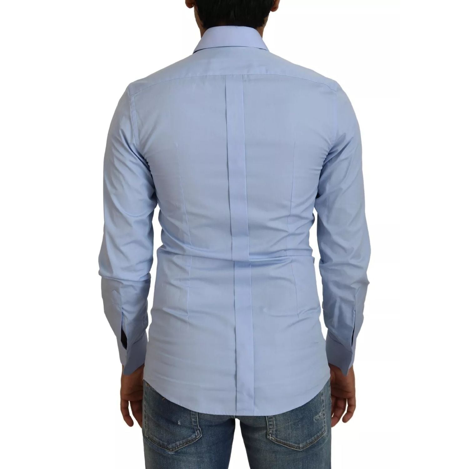 Dolce & Gabbana Light Blue Cotton Slim Fit Dress Shirt