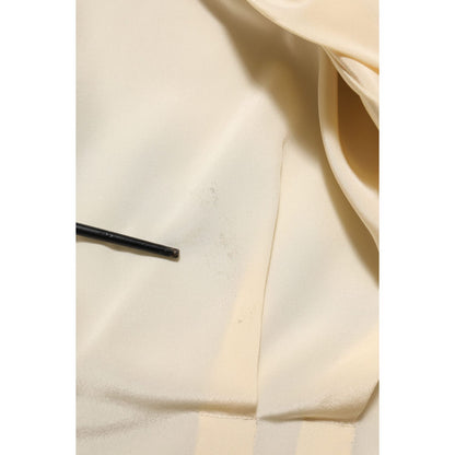 Dolce & Gabbana Light Yellow Ascot Collar Buttoned Blouse Top