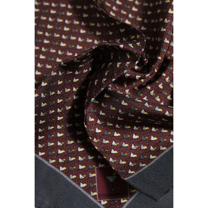 Dolce & Gabbana Maroon Cocktail Silk Square Foulard Scarf