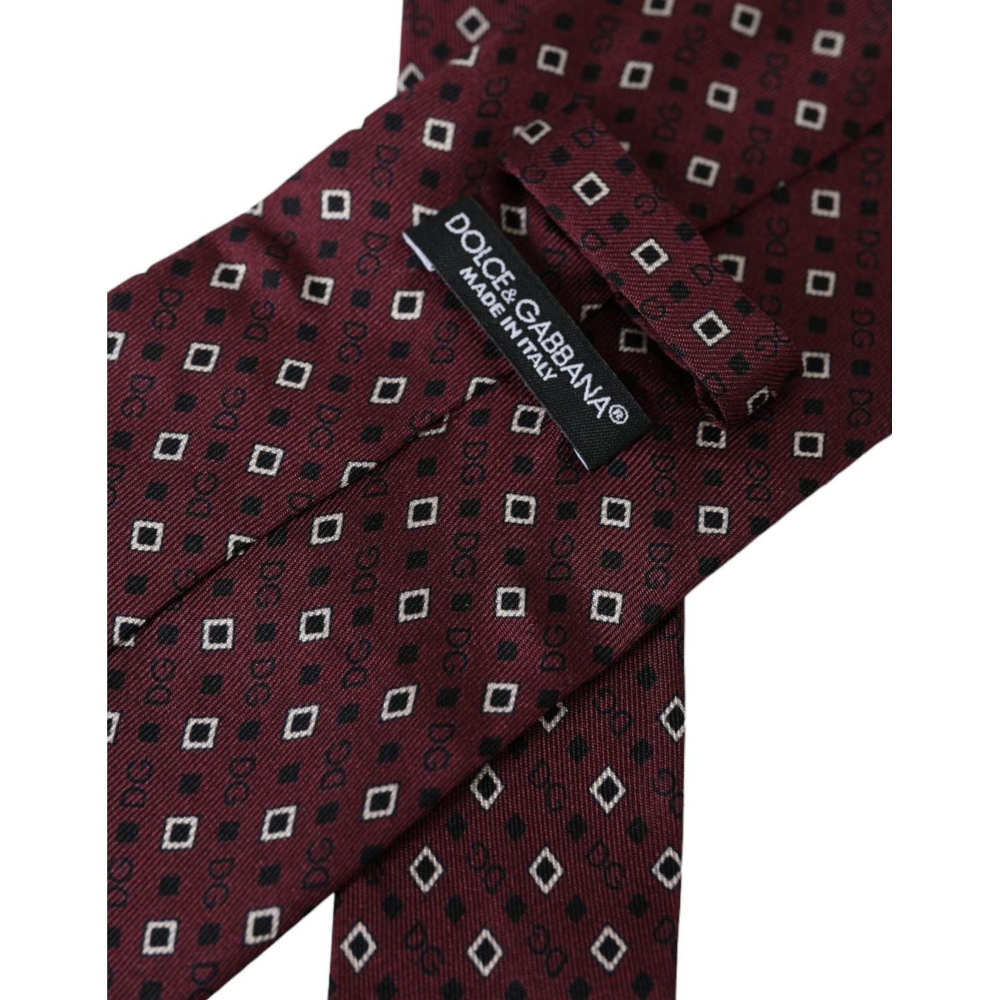 Dolce & Gabbana Maroon Silk Branded Logo Adjustable Men Tie