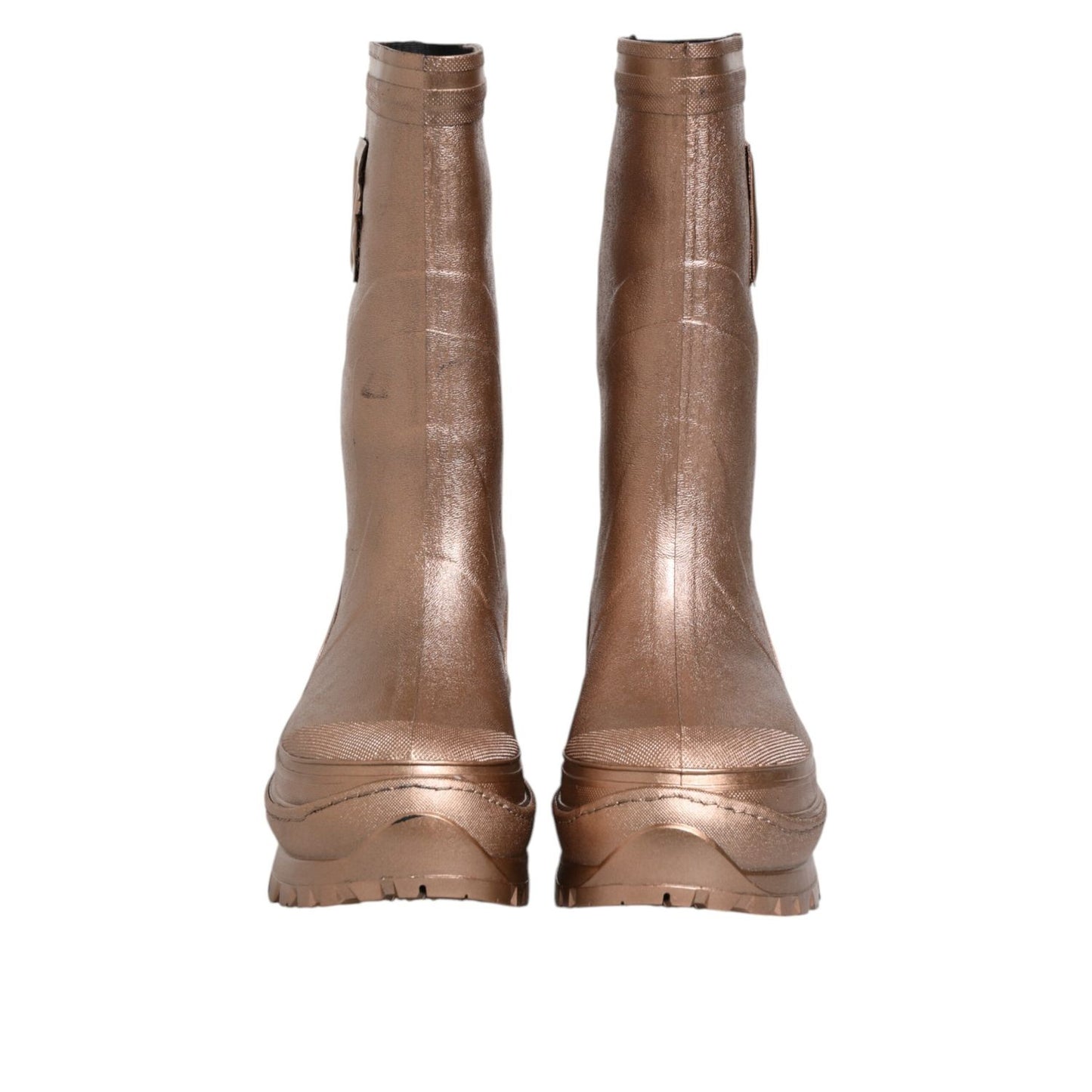 Dolce & Gabbana Metallic Gold Pull On Rain Boots Shoes