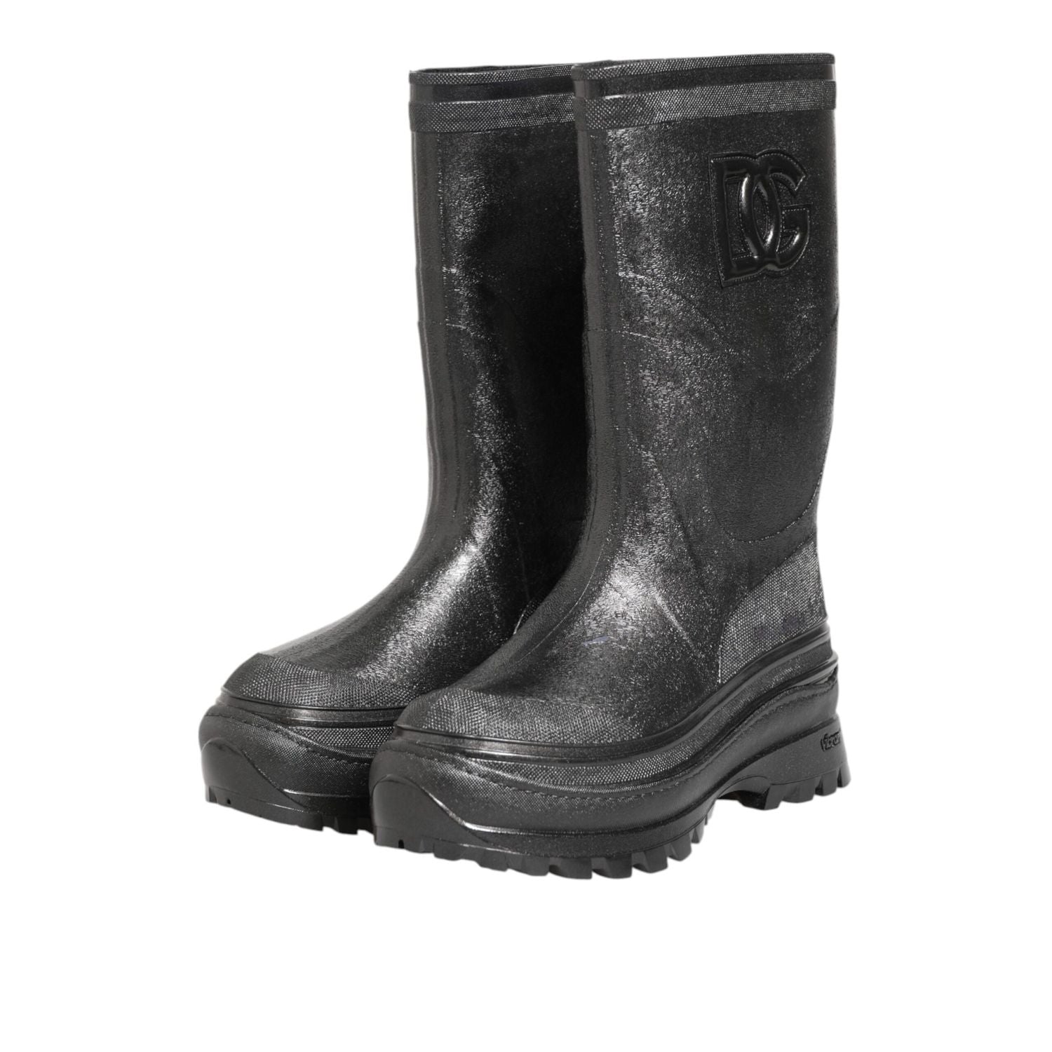 Dolce & Gabbana Metallic Gray Pull On Rain Boots Shoes