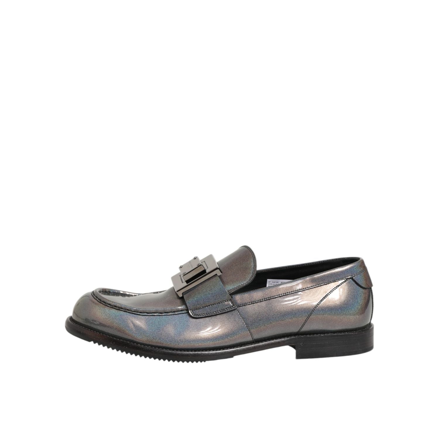 Dolce & Gabbana Metallic Silver Logo Slip On Men Dress Shoes