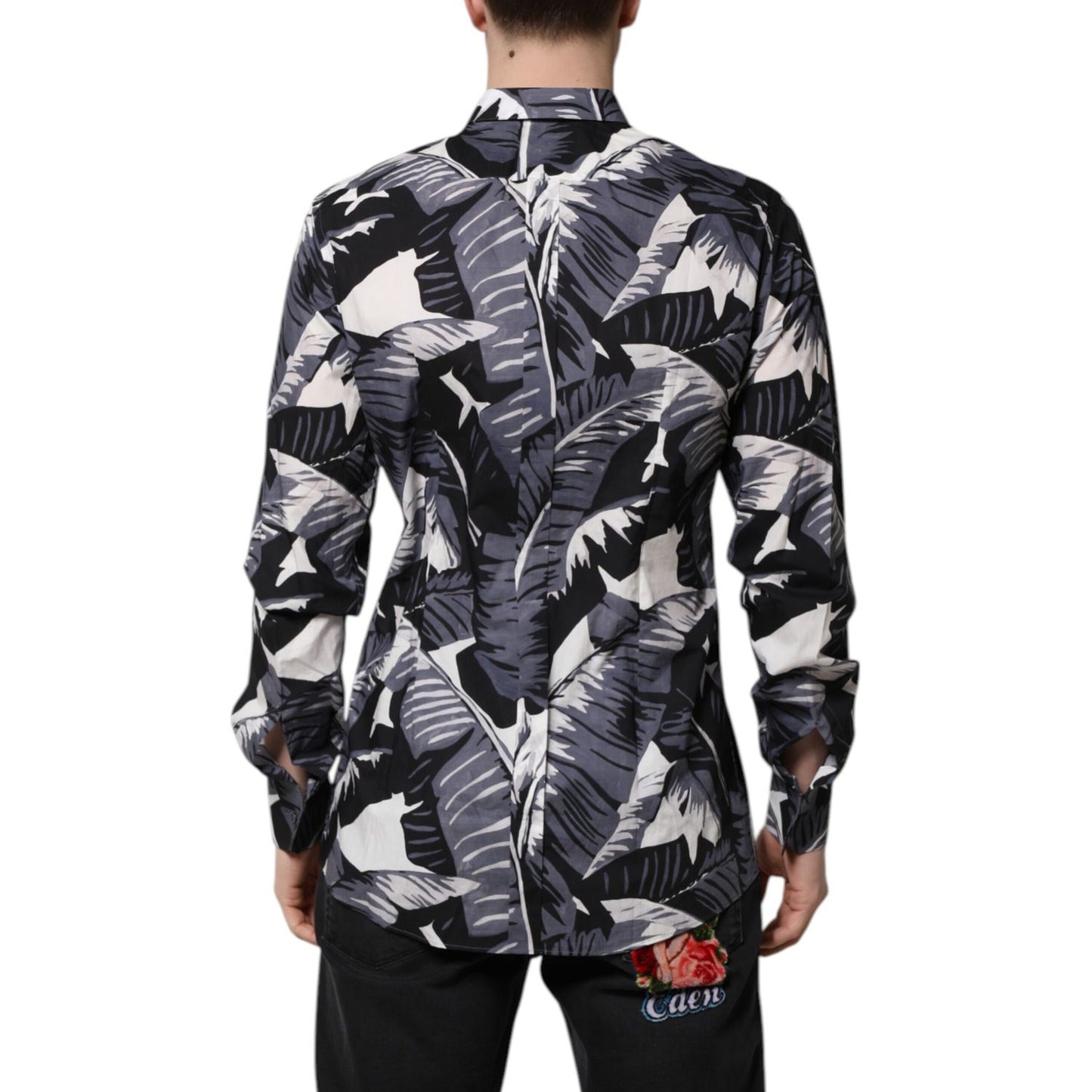 Dolce & Gabbana Multicolor GOLD Cotton Banana Leaf Print Shirt