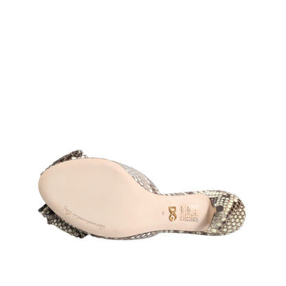 Dolce & Gabbana Multicolor Keira Bow Leather Peep Toe Mules Shoes