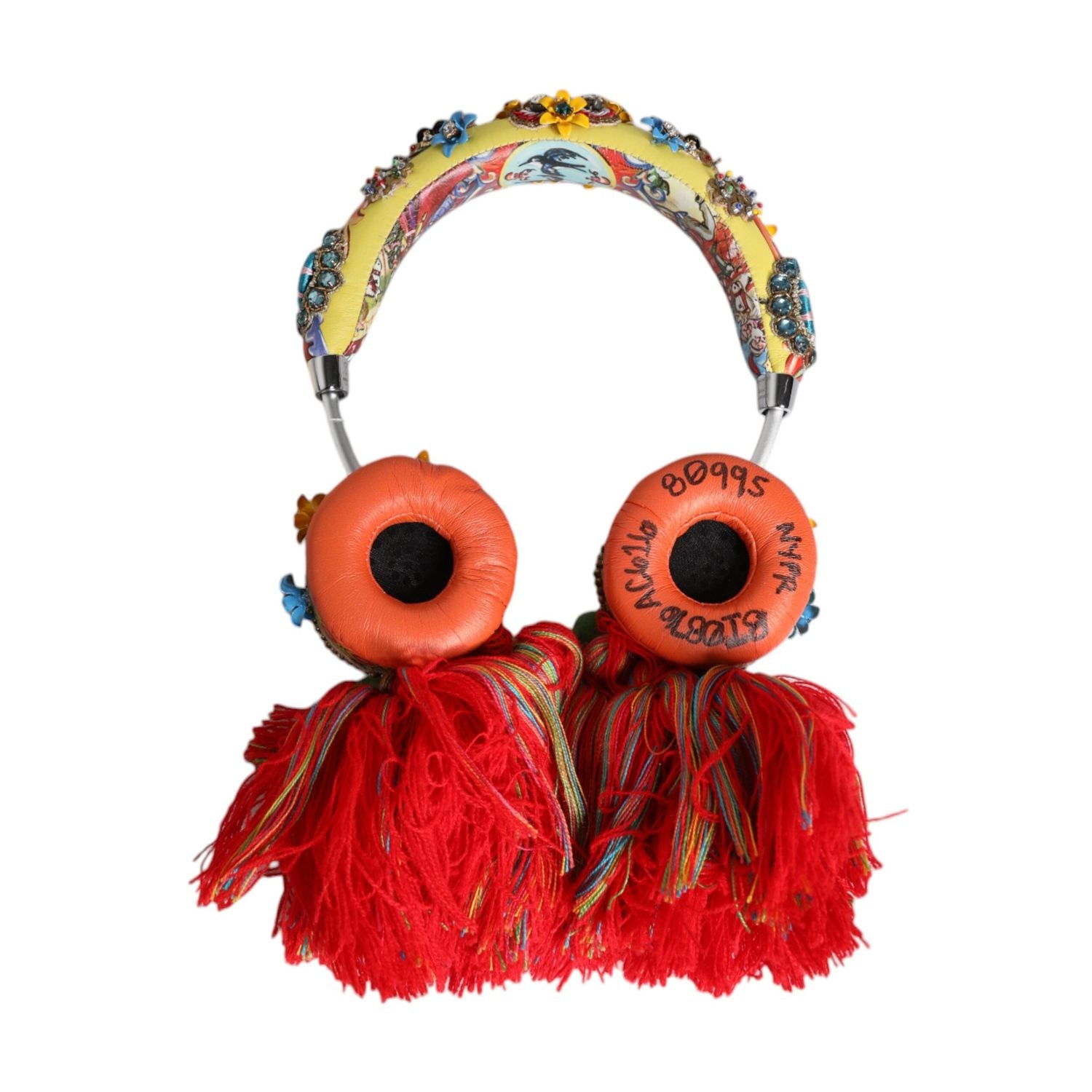Dolce & Gabbana Multicolor Whimsical Tasseled Crystal Headset Headphones