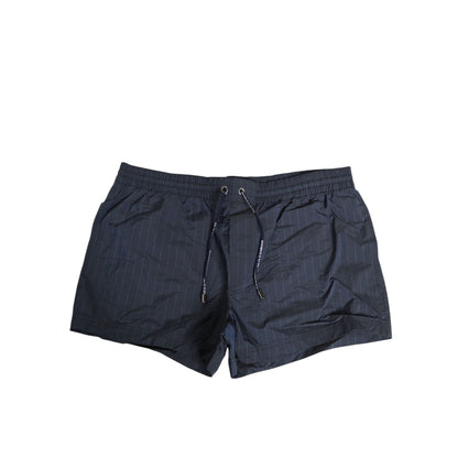 Dolce & Gabbana Navy Blue Polyester Nylon Pinstripe Men's Swimwear