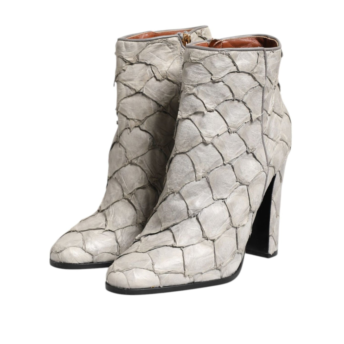 Dolce & Gabbana Off White Leather Heels Ankle Boots Shoes