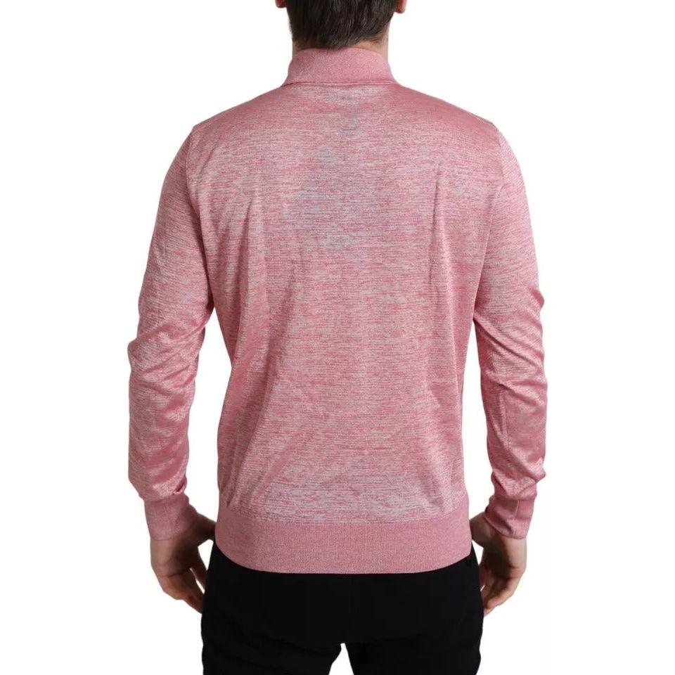 Dolce & Gabbana Pink Polyester Collared Men Pullover Sweater 1728,67345645728,Clothing,Dolce & Gabbana,IT50 | L,Material: 64% Polyester 36% Cotton,Men,Men - Clothing,Pink,Preowned / Defect,Sweaters - Clothing,Sweaters - Men - Clothing,Sweatshirts - Sweate