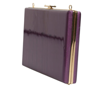 Dolce & Gabbana Purple Leather Clutch Evening Crossbody Bag