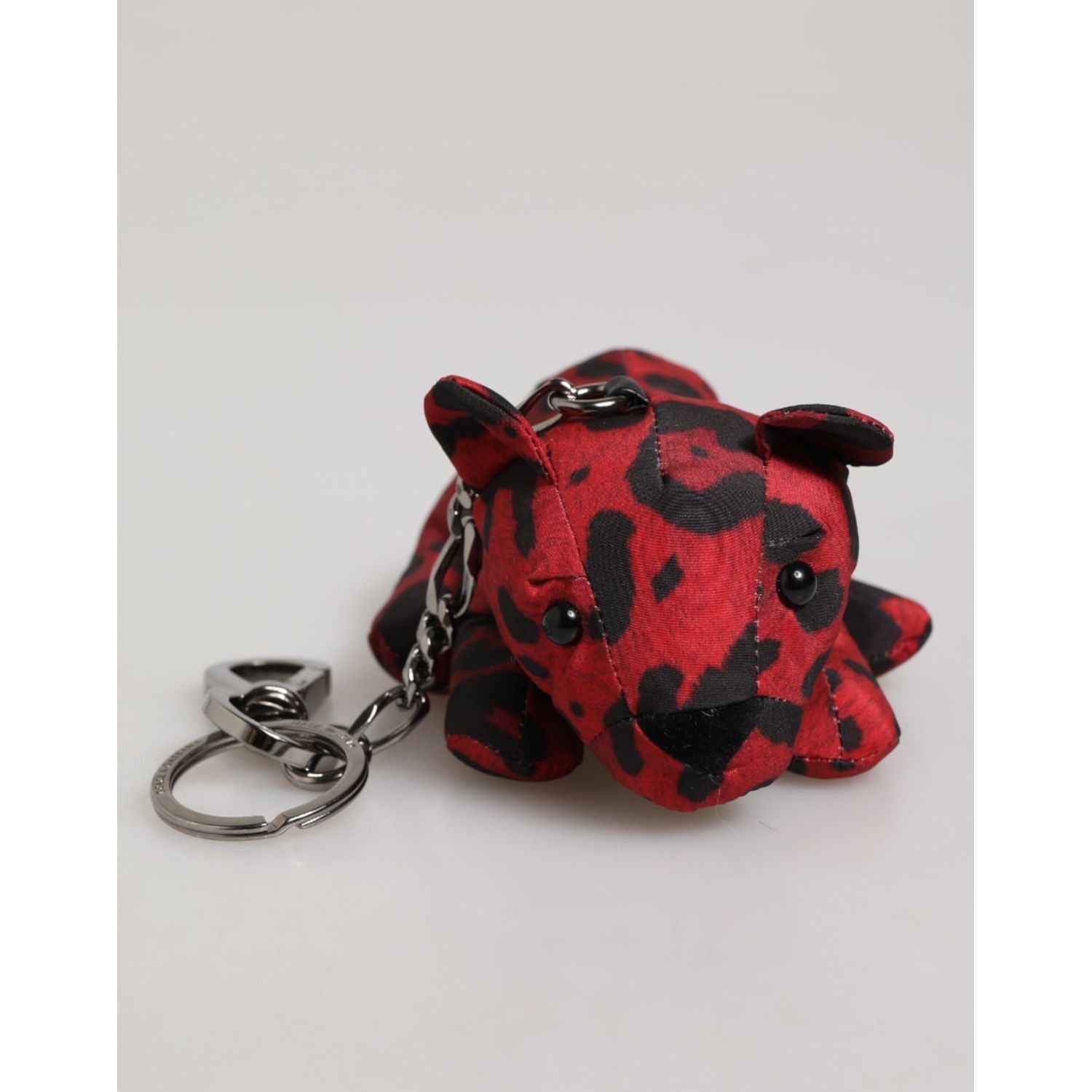 Dolce & Gabbana Red Black Polyester Animal Silhouette Keychain Keyring
