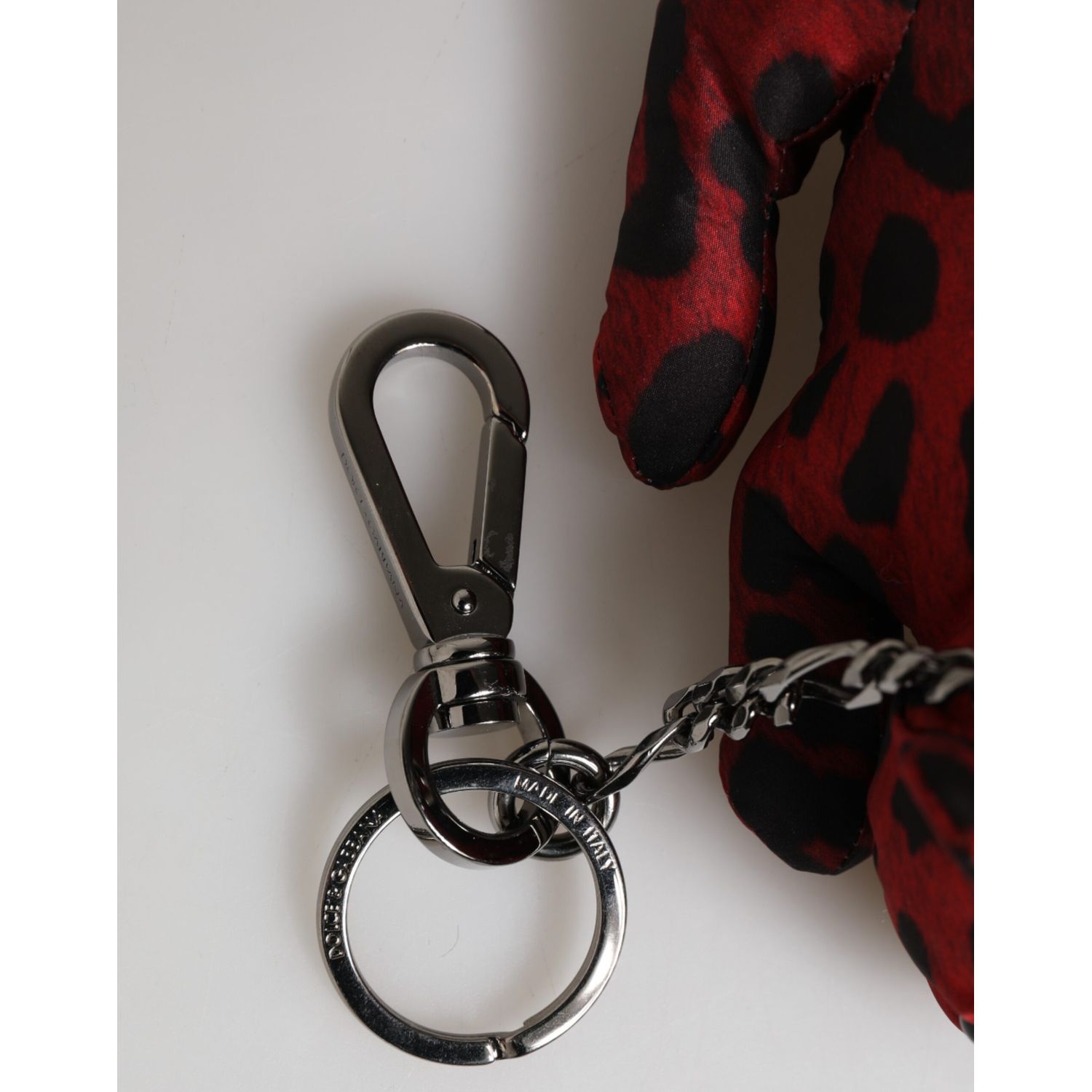Dolce & Gabbana Red Black Polyester Animal Silhouette Keychain Keyring