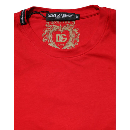 Dolce & Gabbana Red Cotton Crew Neck Short Sleeves Top T-shirt