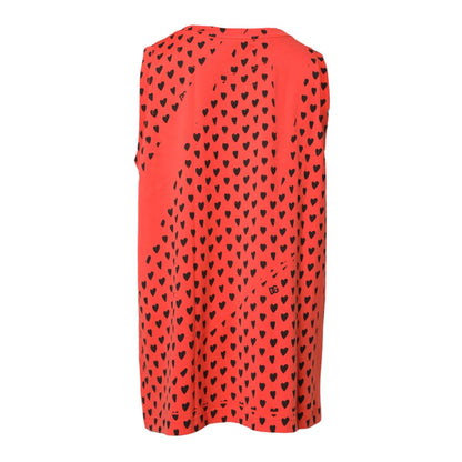Dolce & Gabbana Red Cotton Sleeveless DG Heart Logo T-shirt