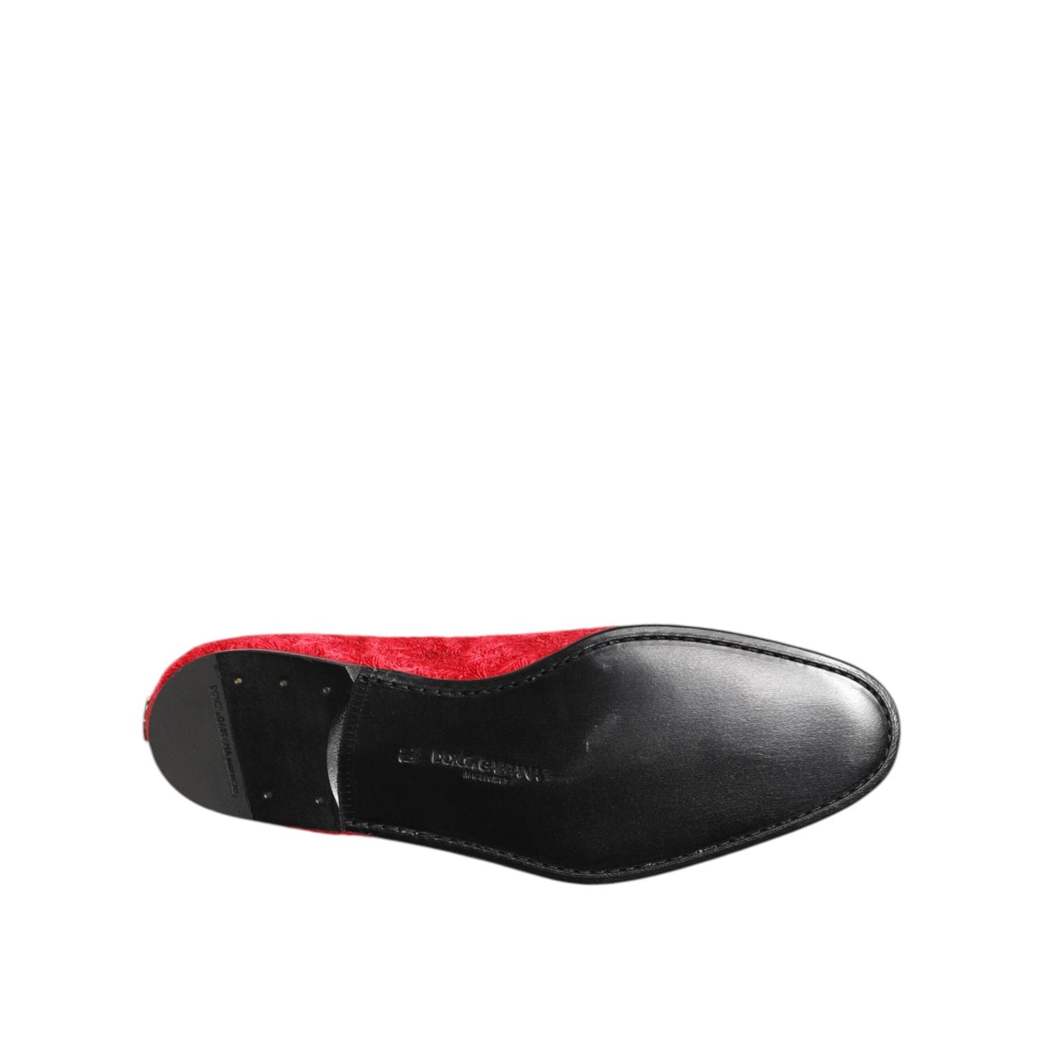 Dolce & Gabbana Red Jacquard Loafers Formal Men Dress Shoes
