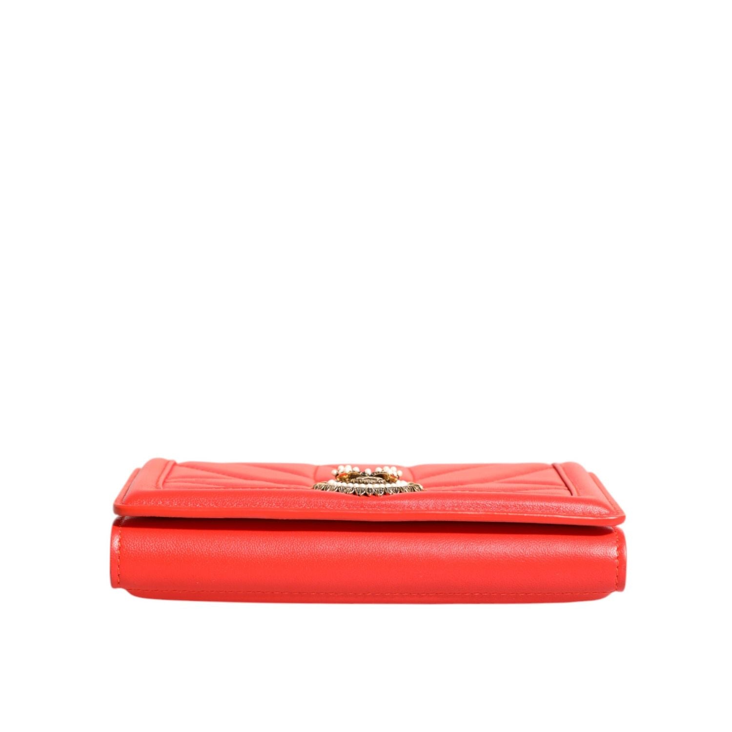 Dolce & Gabbana Red Leather Quilted Devotion Crossbody Phone Cover Bag