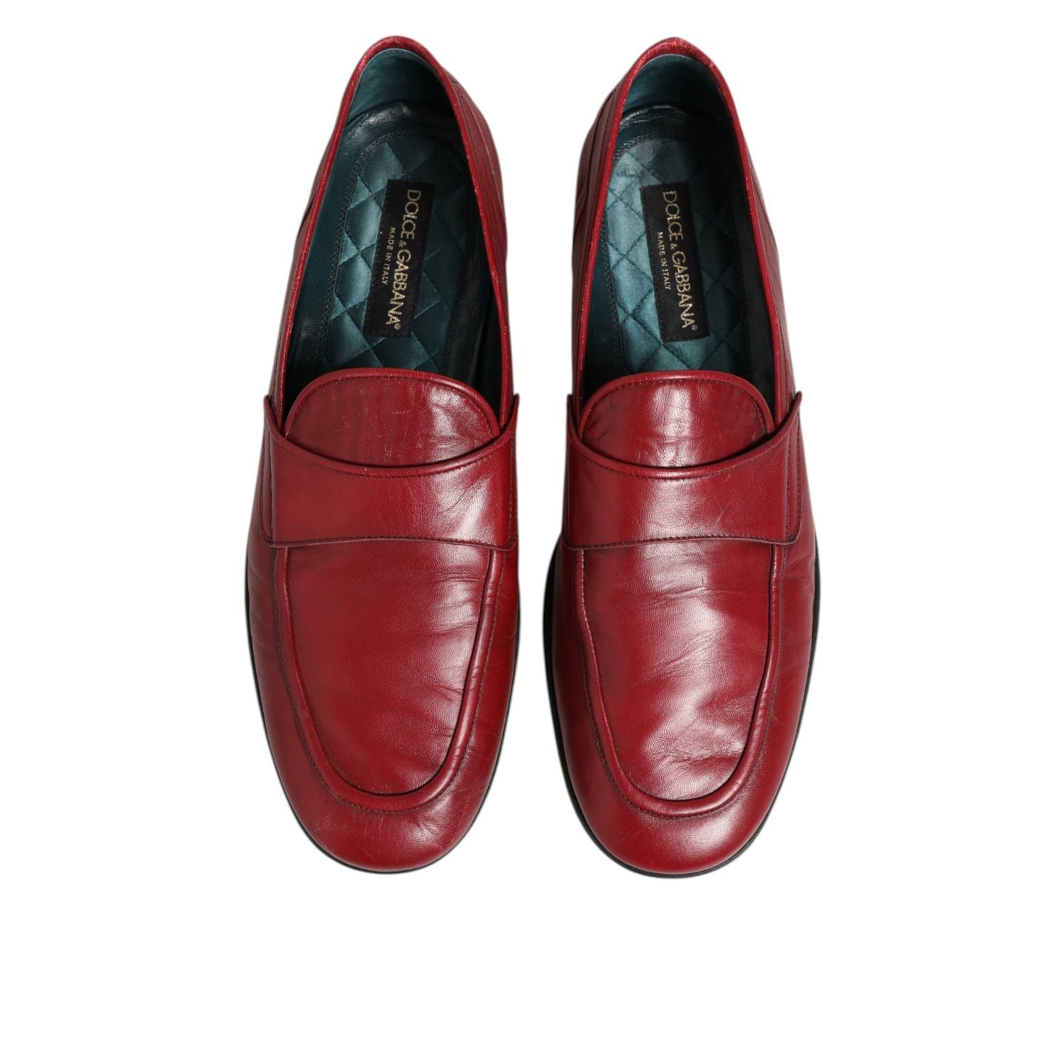 Dolce & Gabbana Red Leather Slip On Dress Men Loafers Shoes