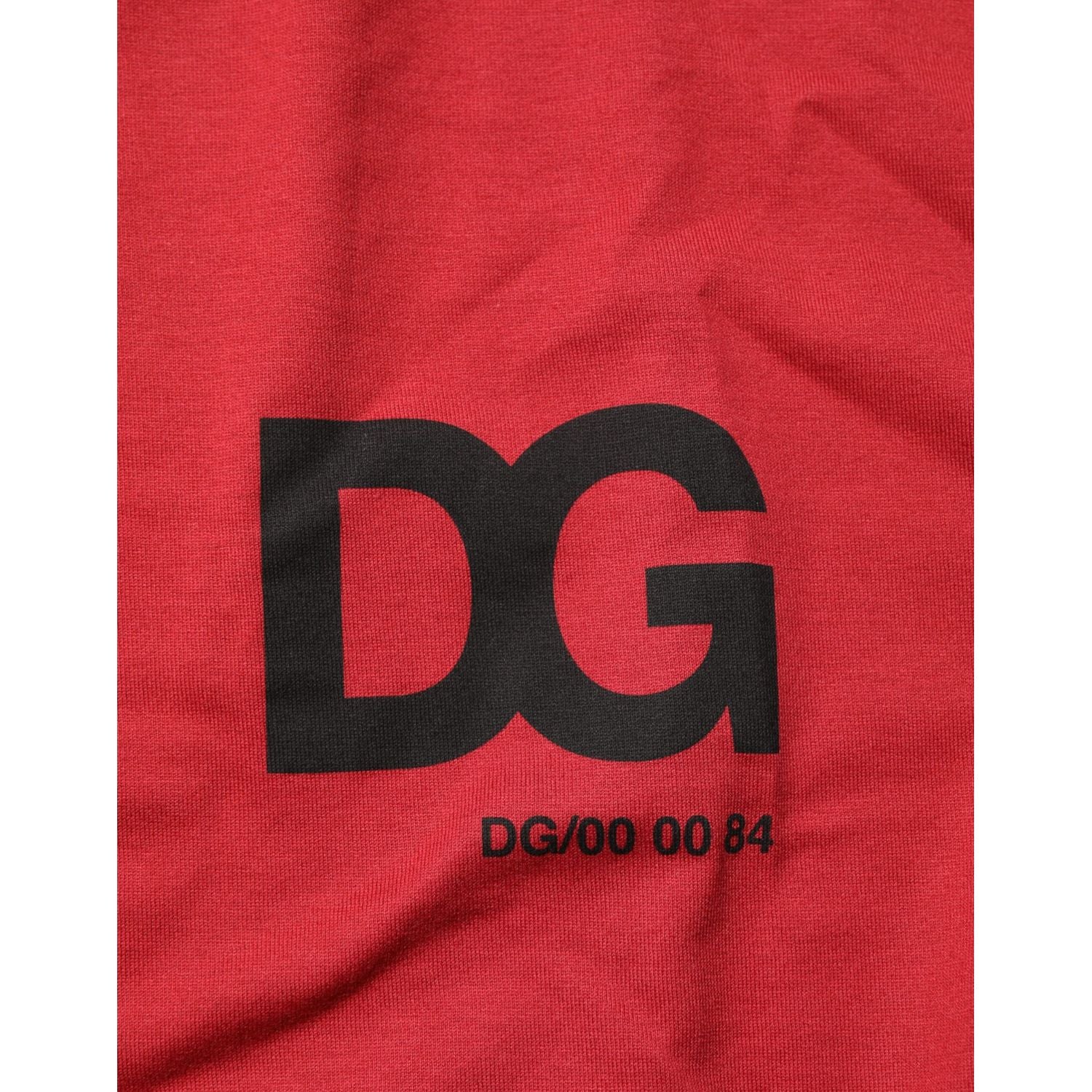 Dolce & Gabbana Red Logo Print Cotton Short Sleeve T-shirt