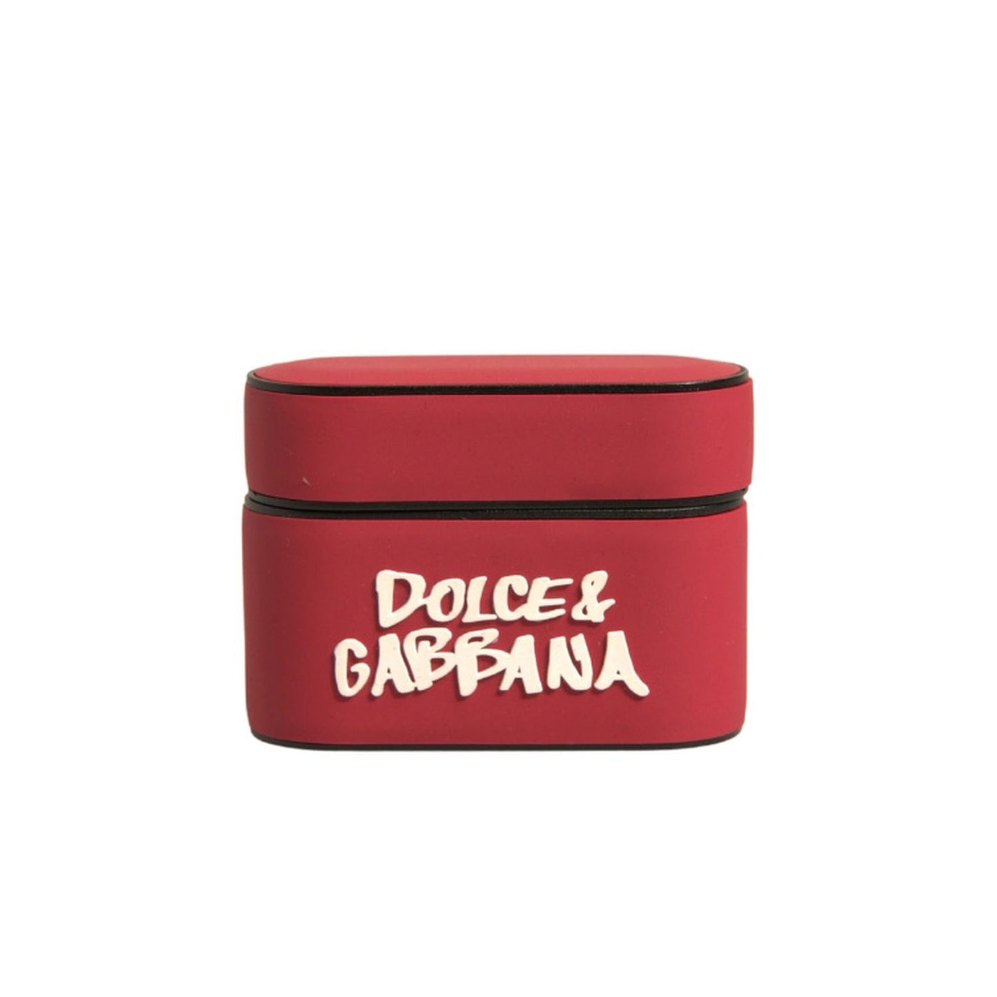 Dolce & Gabbana Red PVC Embossed Logo Plaque Holder Airpods Case