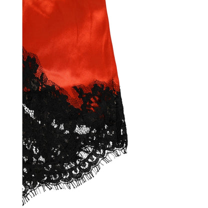 Dolce & Gabbana Red Silk Satin Lace Shorts Underwear