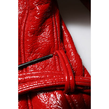 Dolce & Gabbana Red Wool Single Breasted Trench Coat Jacket