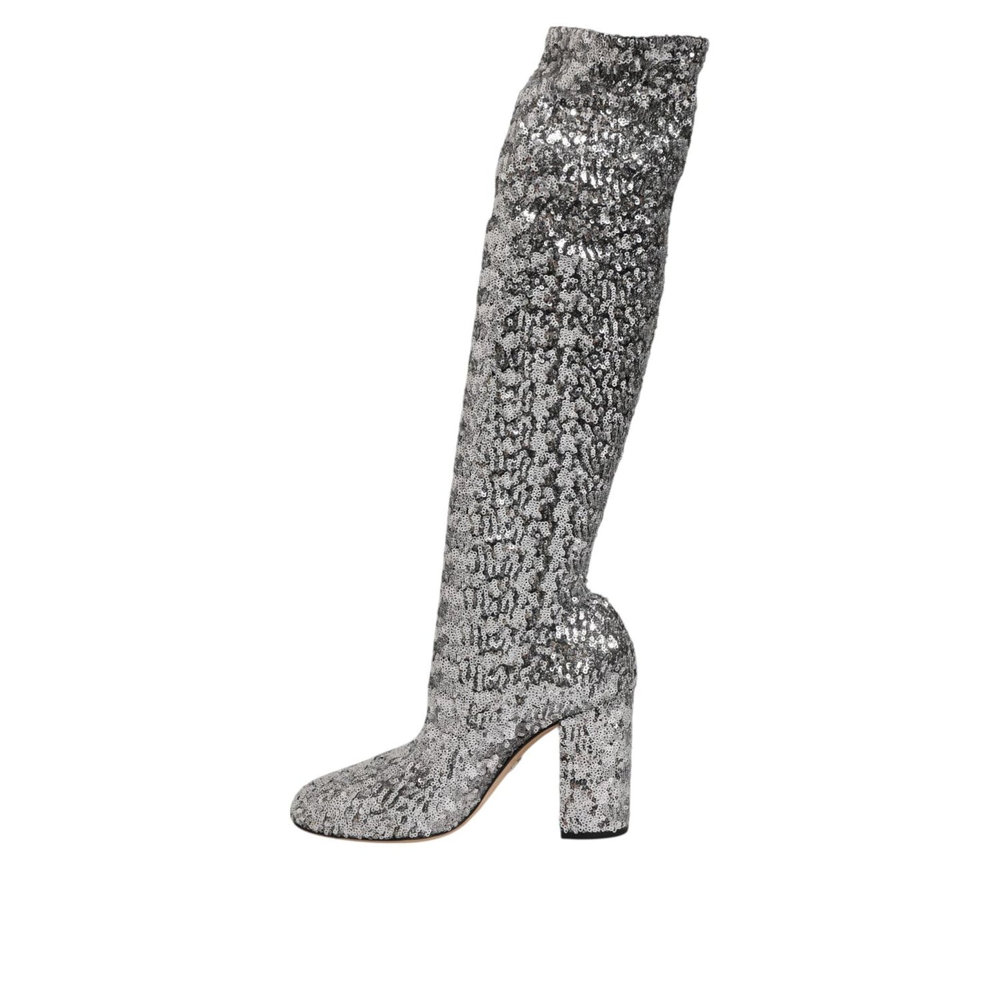 Dolce & Gabbana Shoes Silver Sequins Glitter High Heel Boot Shoes