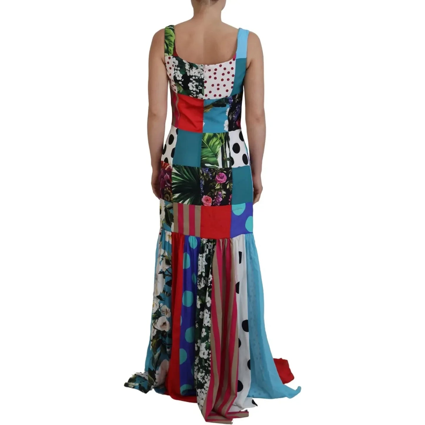 Dolce & Gabbana Silk Multicolor Patchwork Sheath Maxi Dress 1728,67345645728,92% Silk 8% Elastane 2% Nylon,Clothing,Dolce & Gabbana,Dresses - Clothing,Dresses - Women - Clothing,IT40|S,Long - Dresses - Clothing,Multicolor,Preowned / Defect,Sleeveless - Dr