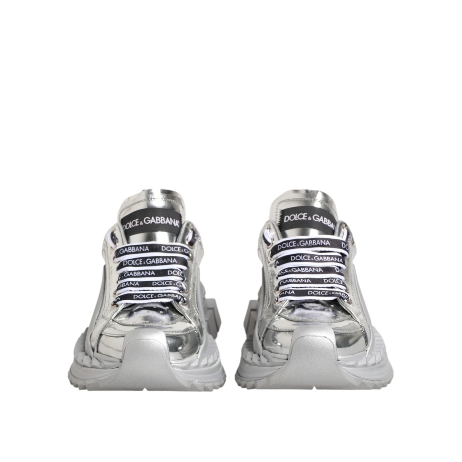 Dolce & Gabbana Silver Leather Super Queen Sneakers Shoes