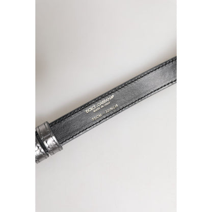 Dolce & Gabbana Silver Logo Engraved Metal Waist Buckle Belt